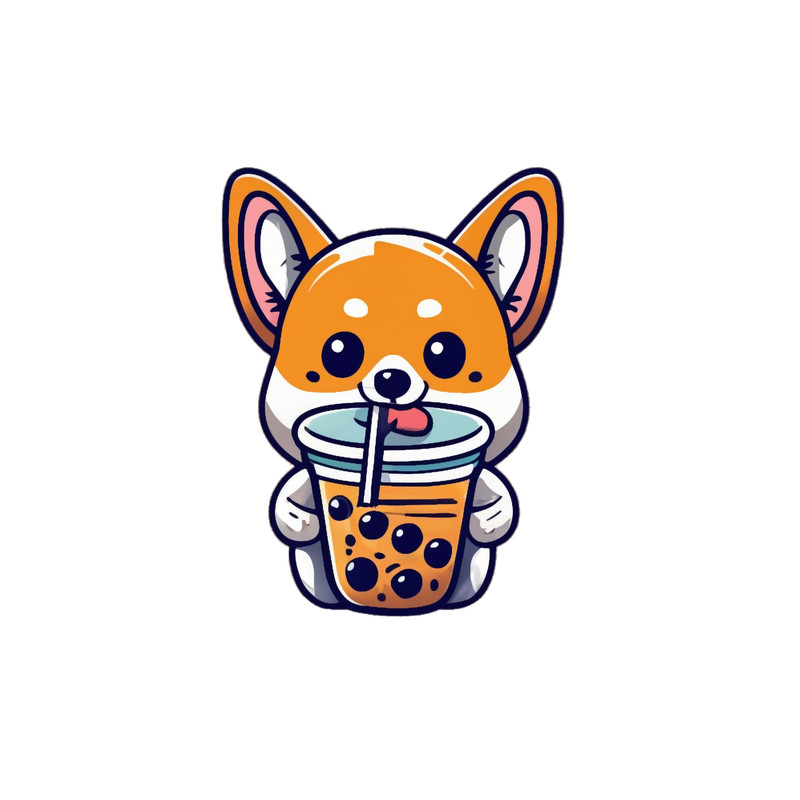 Corgi Drinking Boba Bubble Tea.png
