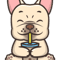 Cute French Bulldog Frenchie Drinking Bubble Tea .png