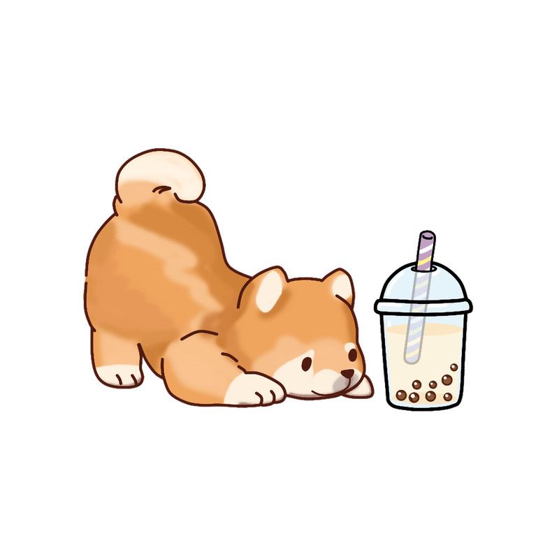 Cute Little Shiba Loves Boba! .png