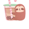 Cute Sloth Loves Boba Tea .png