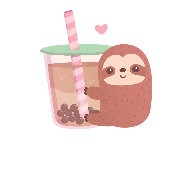 Cute Sloth Loves Boba Tea .png