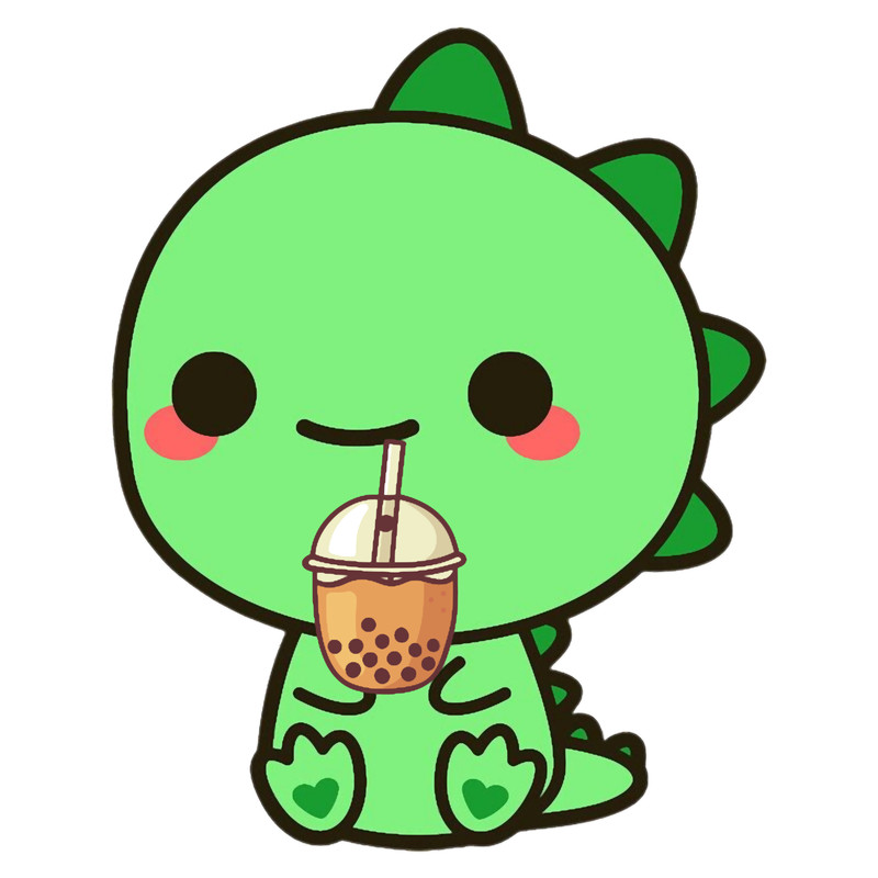 Dinosaur BobaKawaii Dino Drinking Bubble Milk Tea.png