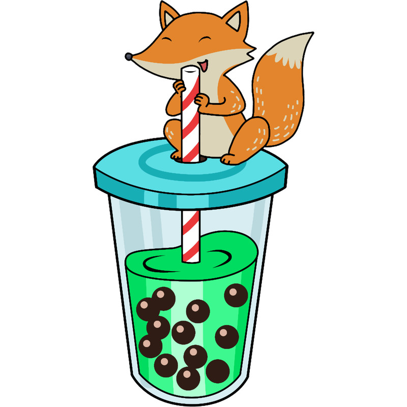 Green Bubble Tea Gift Women Fox Boba Tea Gift Kids Fox .png