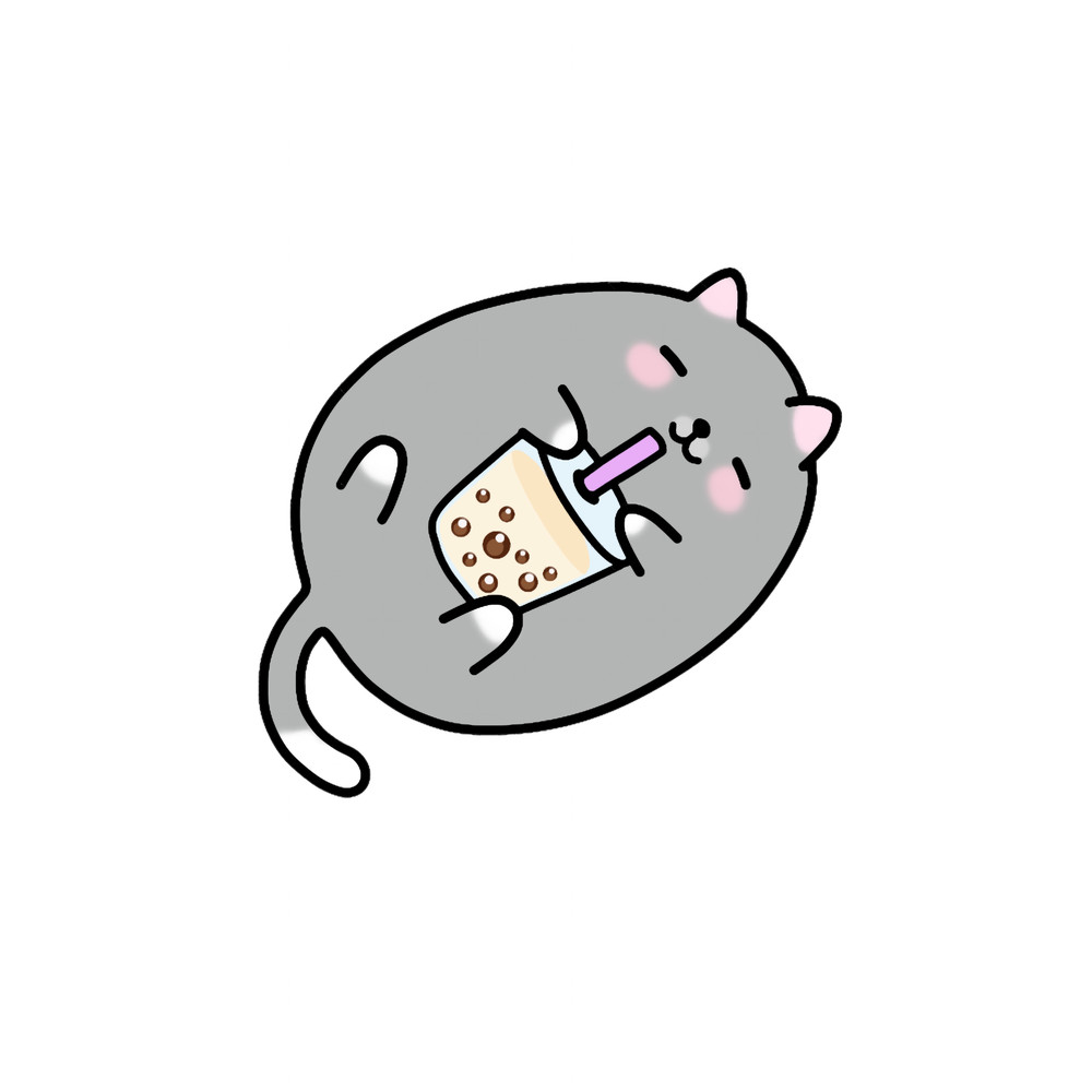 Grey Chubby Boba Cat! .png