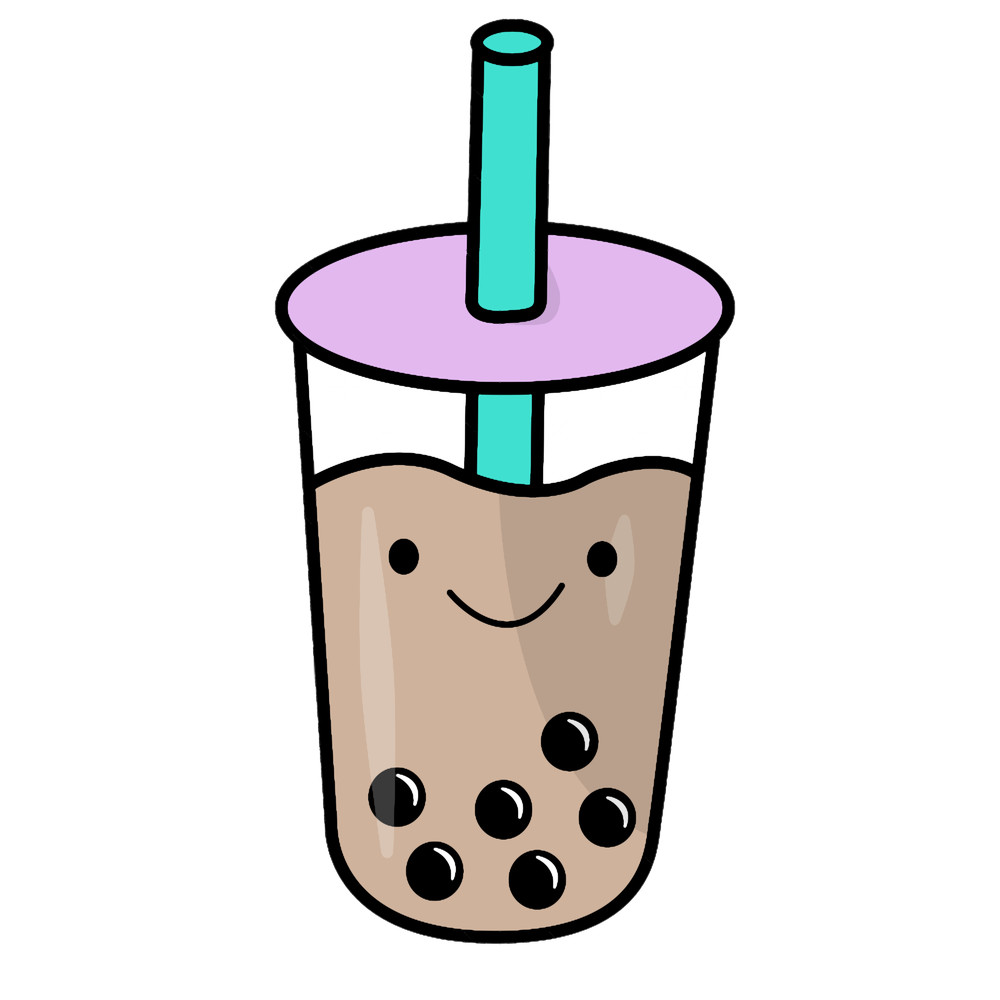 Kawaii Boba Tea Pastel Bubble Tea .png