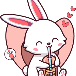 kawaii easter bunny drinking boba tea bubble tea anime kawaii neko
