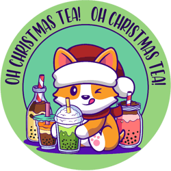 Oh Christmas Tea Corgi Santa Hat