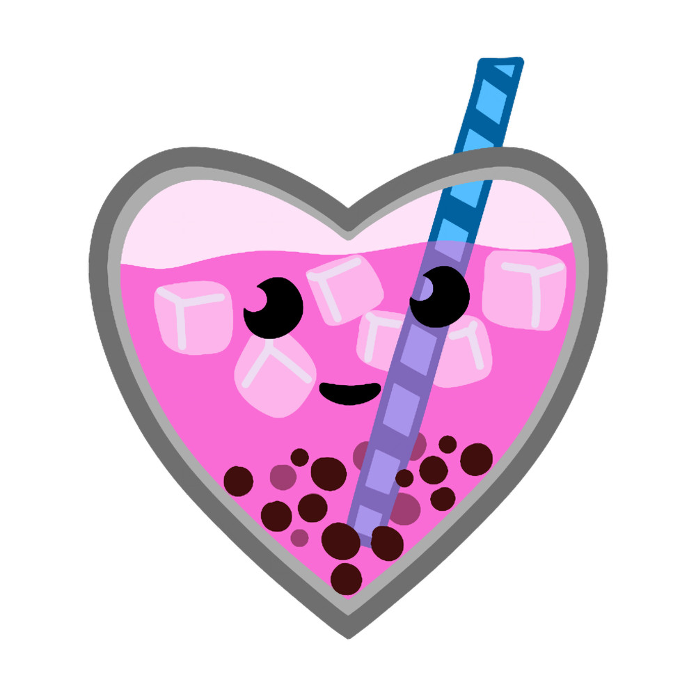 Pink Bubble Tea Heart on pink .png