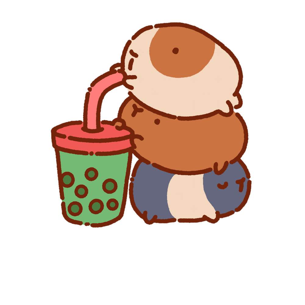 Three guinea pigs drinking boba tea .png
