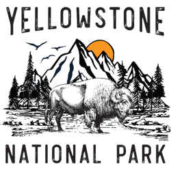 vintage yellowstone national park wyoming mountains bison