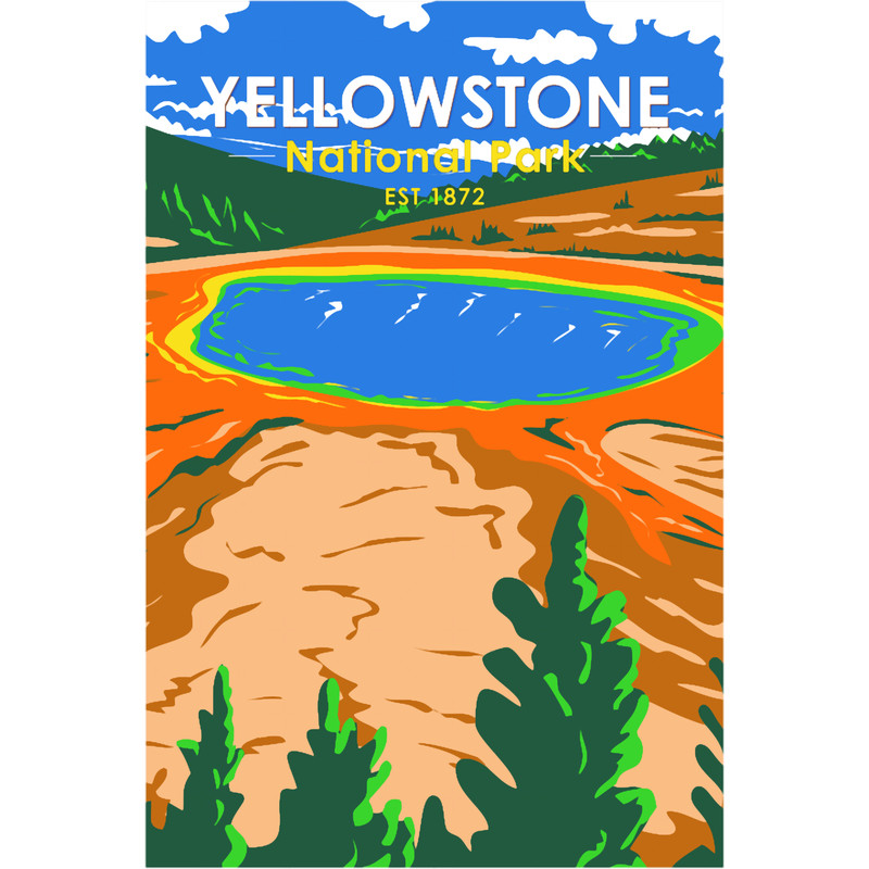 Yellowstone National Park Grand Prismatic Spring Vintage .png