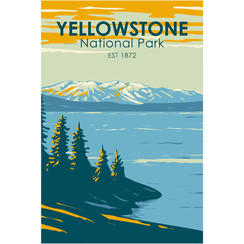 Yellowstone National Park Yellowstone Lake Vintage .png