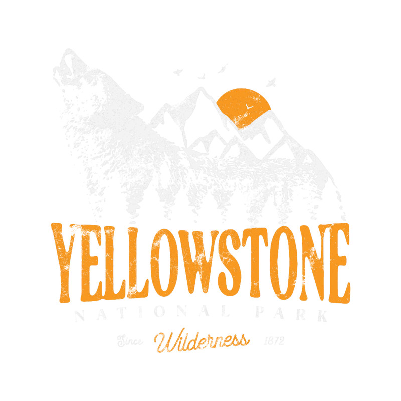 Yellowstone US National Park Wolf Mountains Adventure Vintage .png