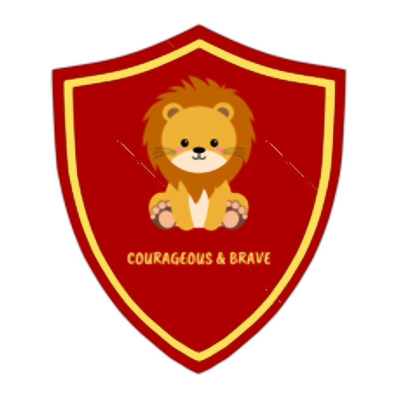 Cute lion courageous and brave badge.png