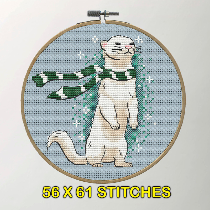 Magical Ferret Cross Stitch Pattern  Fantasy Animal Embroidery Design For DIY Stitching 2