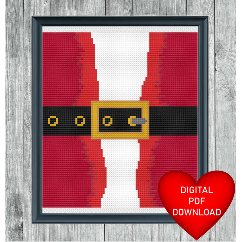 Santas Belt Cross Stitch Blue Frame.jpg