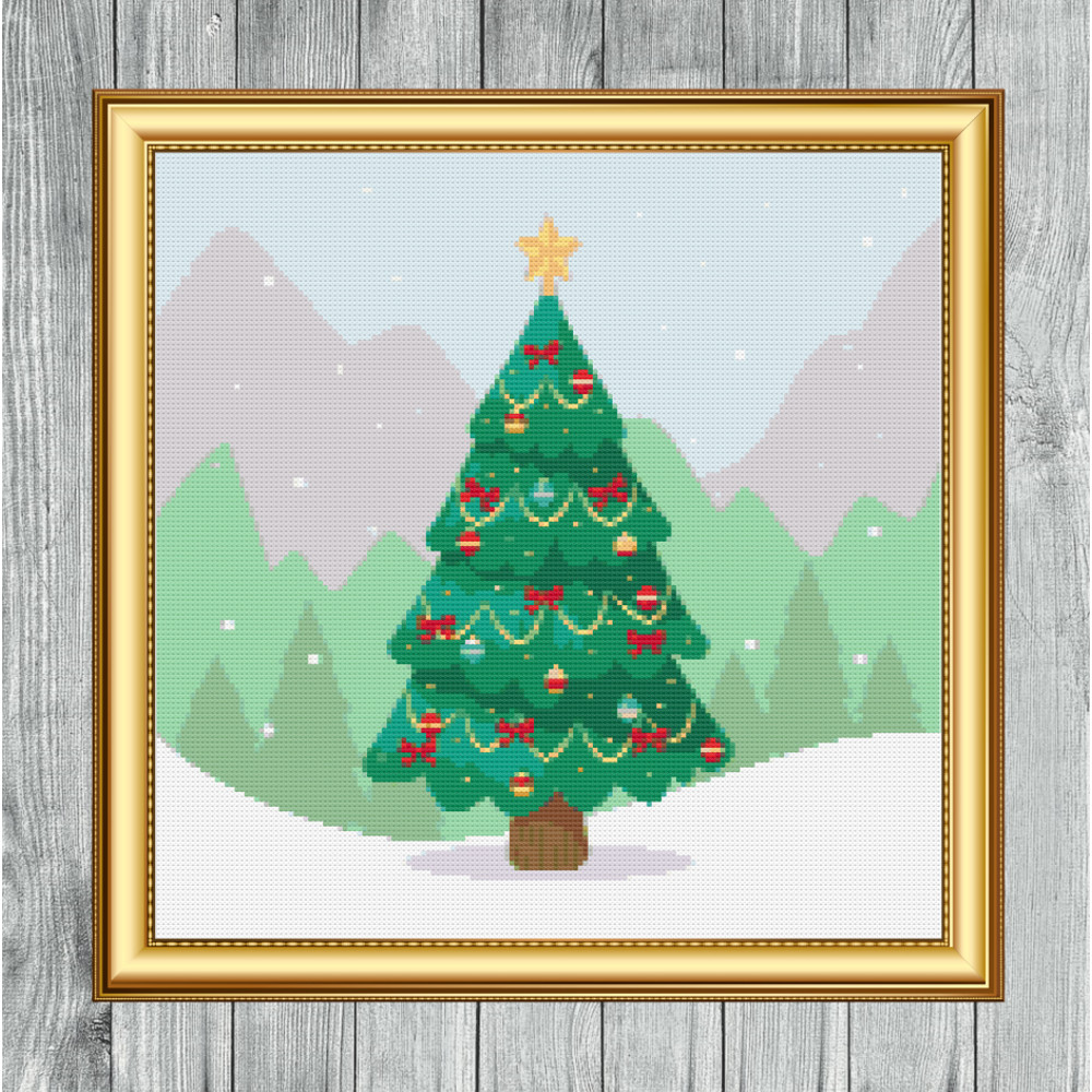Christmas Tree Cross Stitch Gold Frame.jpg