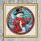 Stained Glass Style Snowman Mulled Wine Cross Stitch Gold Frame.jpg