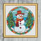 Stained Glass Style Snowman Cross Stitch Gold Frame.jpg
