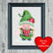 Christmas Present Gnome Cross Stitch Blue Heart Frame.jpg