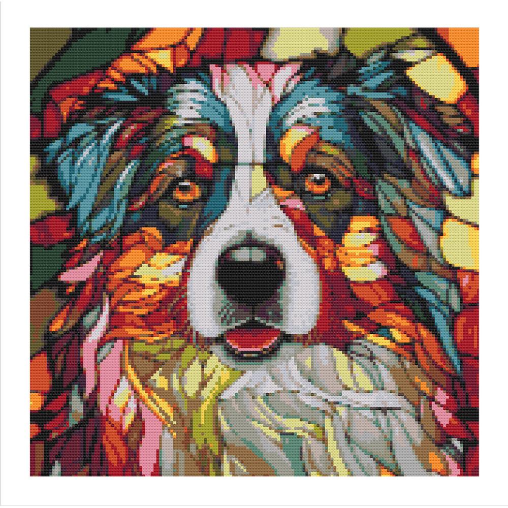 Colourful Dog Stained Glass Window Style Cross Stitch.jpg