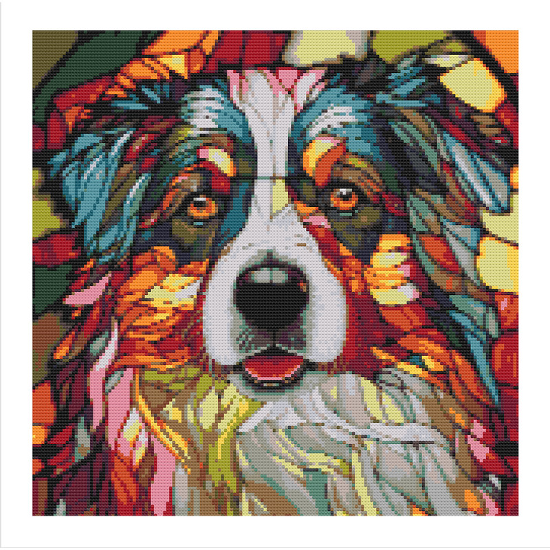 Colourful Dog Stained Glass Window Style Cross Stitch.jpg