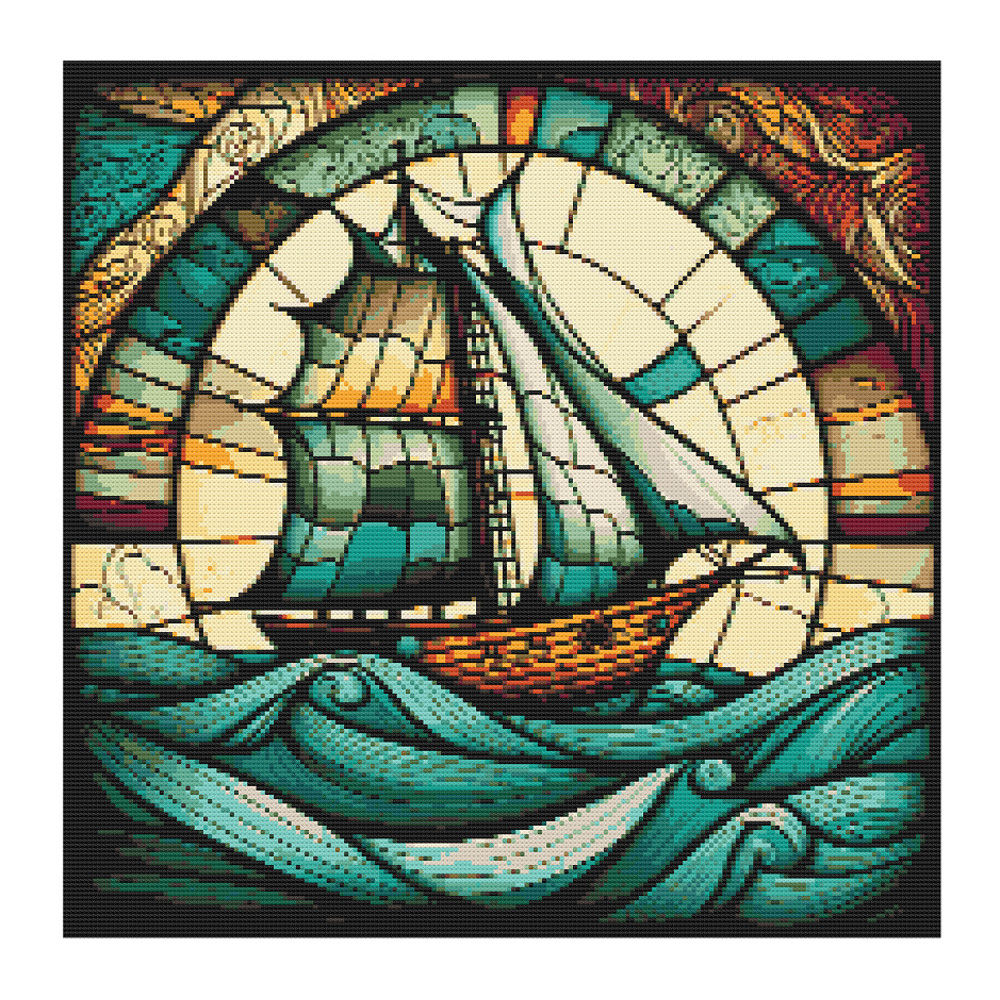 Ship at Sea Stained Glass Window Cross Stitch.jpg