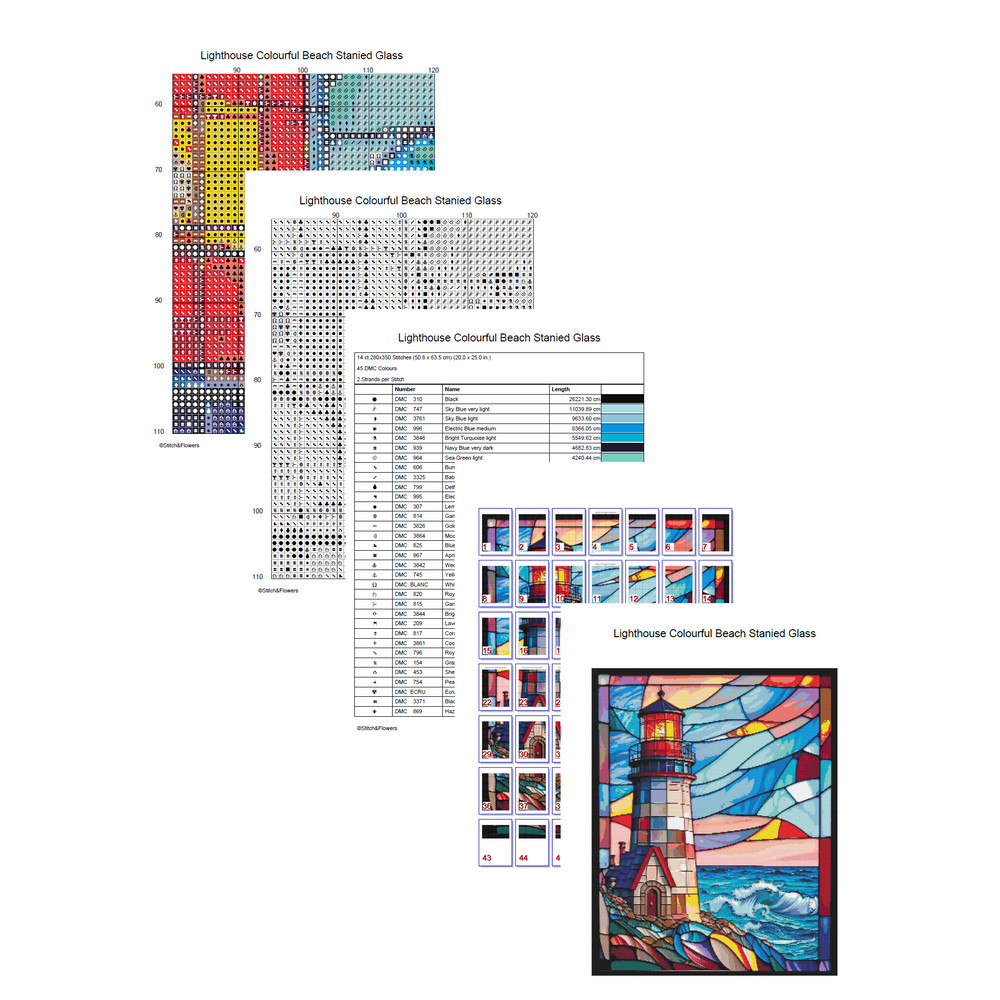 Lighthouse Colourful Beach Stained Glass Pages.jpg