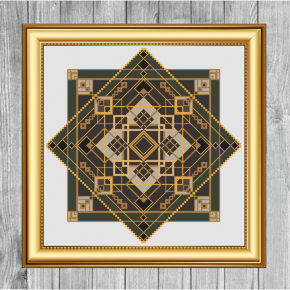 Art Deco Pattern 01 Cross Stitch Gold Frame.jpg