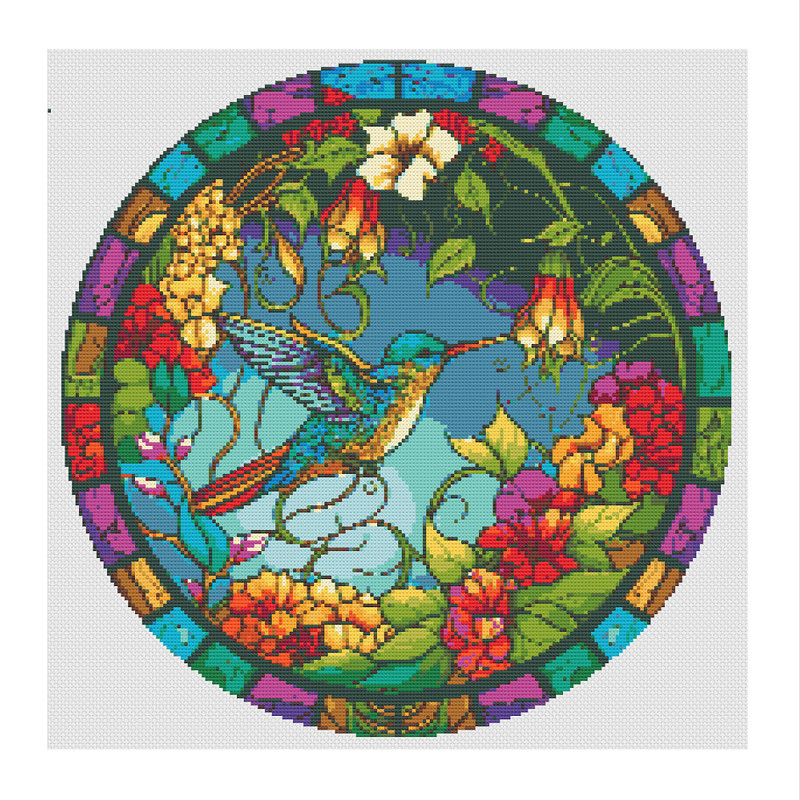 Stained Glass Style Hummingbird Cross Stitch.jpg