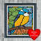 Stained Glass Style Blue Tit Cross Stitch Blue Heart Frame.jpg