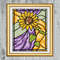 Stained Glass Style Sunflower Stem Cross Stitch Gold Frame.jpg