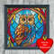 Stained Glass Window Owl Cross Stitch Blue Heart Frame.jpg