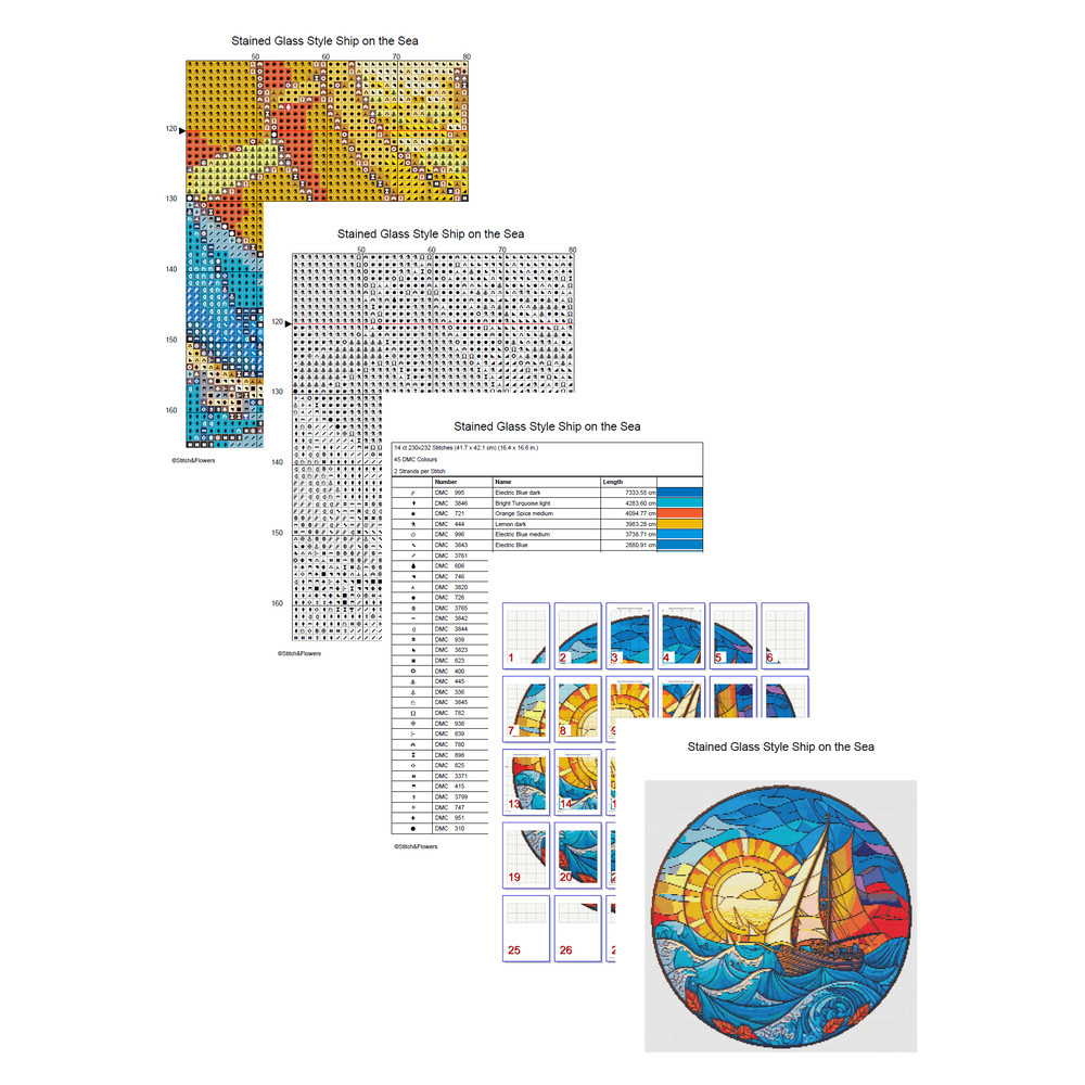 Stained Glass Style Ship on the Sea Cross Stitch Pages.jpg