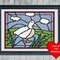 Duck and Pond Cross Stitch Blue Heart Frame.jpg