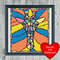 Stained Glass Style Giraffe Cross Stitch Blue Heart Frame.jpg