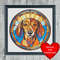 Stained Glass Style Dachshund Dog Cross Stitch Blue Heart Frame.jpg