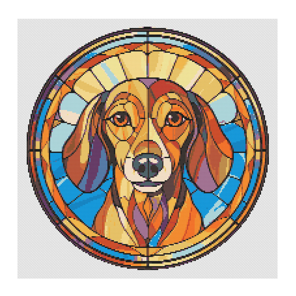 Stained Glass Style Dachshund Dog Cross Stitch.jpg