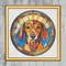 Stained Glass Style Dachshund Dog Cross Stitch Gold Frame.jpg