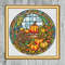 Stained Glass Style Pumpkin Cart Cross Gold Frame.jpg