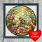 Bee Flowers Stained Glass Cross Stitch Blue Frame.jpg
