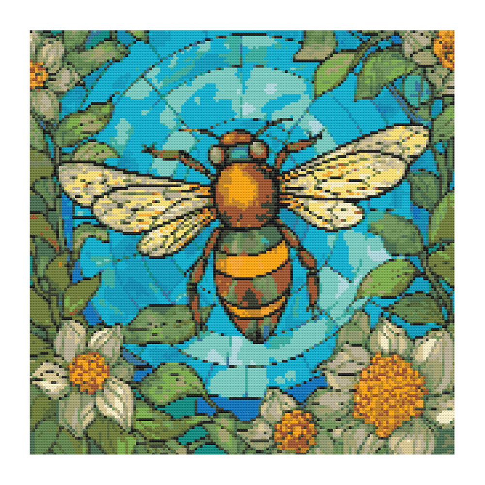 Bee Stained Glass Window Cross Stitch.jpg