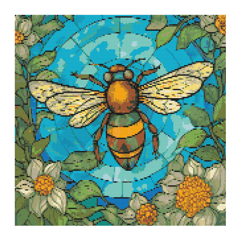 Bee Stained Glass Window Cross Stitch.jpg