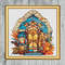 Stained Glass House Cross Stitch Gold Frame.jpg