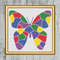 Butterfly Pattern Stained Glass Style Cross Stitch Gold Frame.jpg