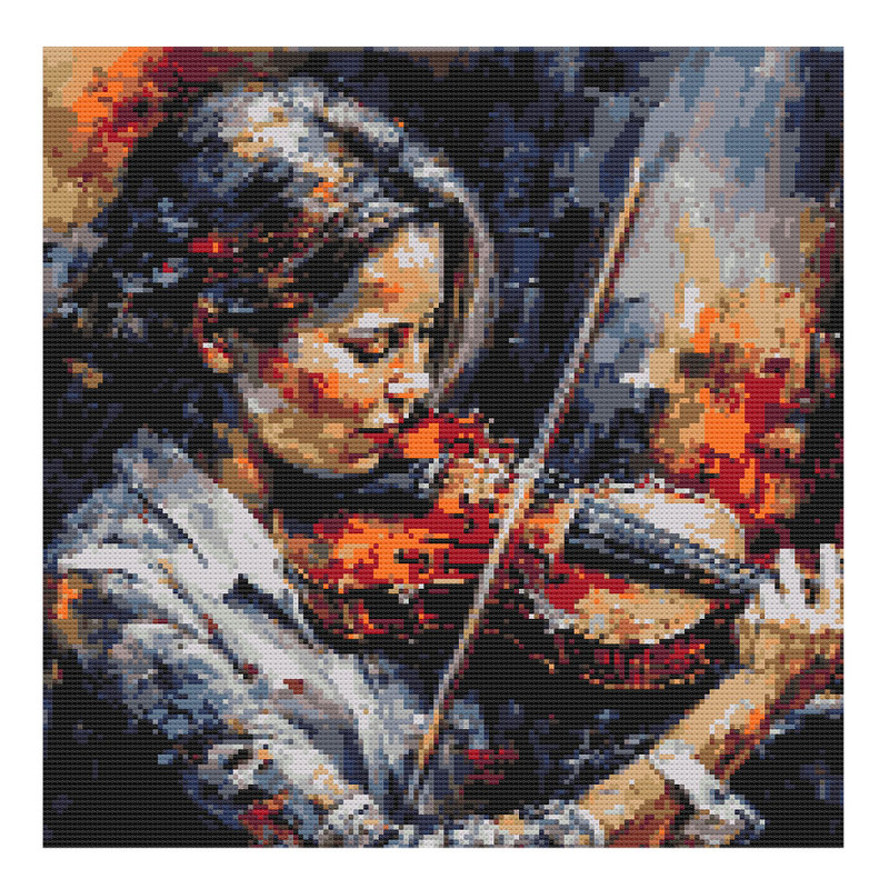Girl Playing Violin Oil Painting Style Cross Stitch.jpg