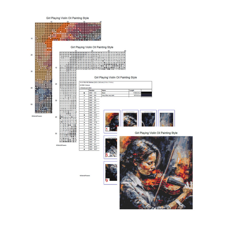 Girl Playing Violin Oil Painting Style Cross Stitch Pages.jpg