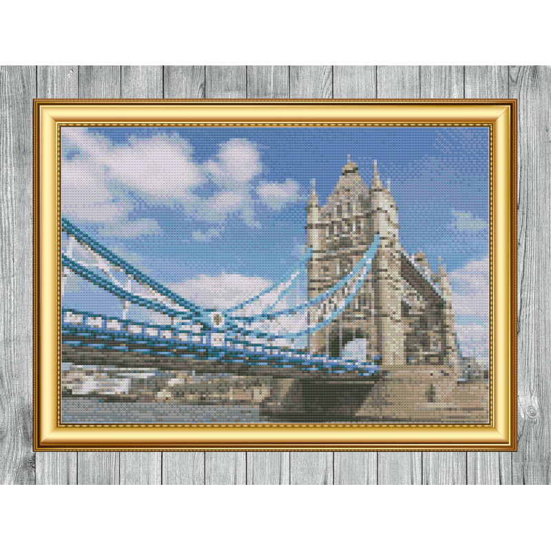 Tower Bridge London Cross Stitch Gold Frame.jpg