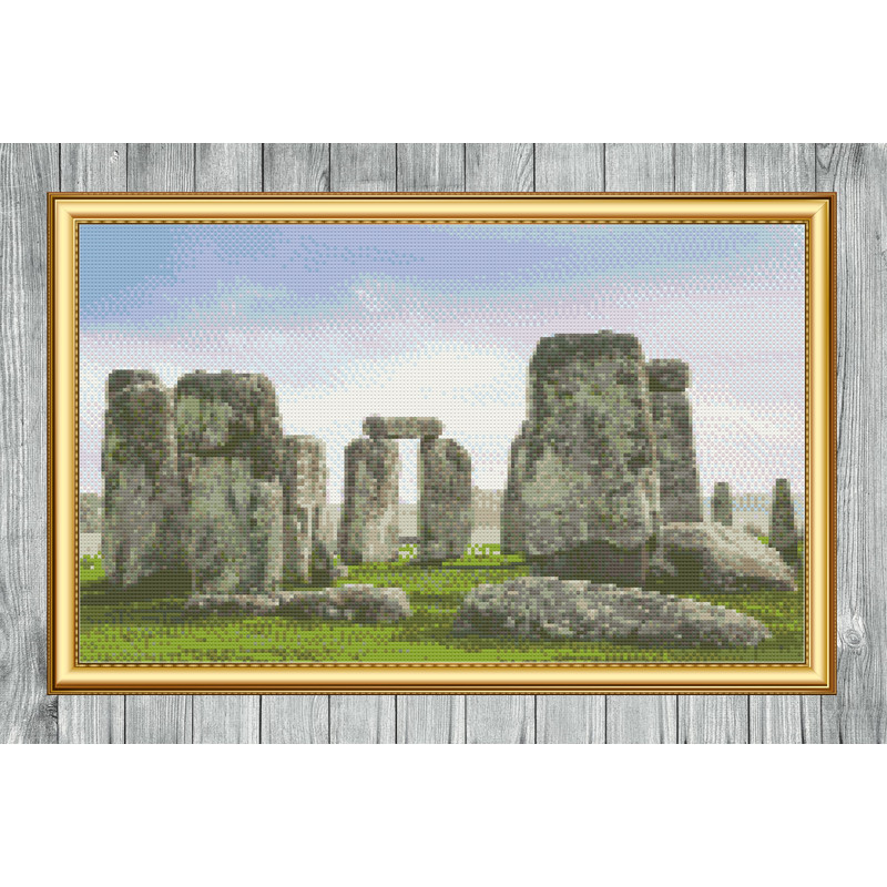Stonehenge Cross Stitch Gold Frame.jpg