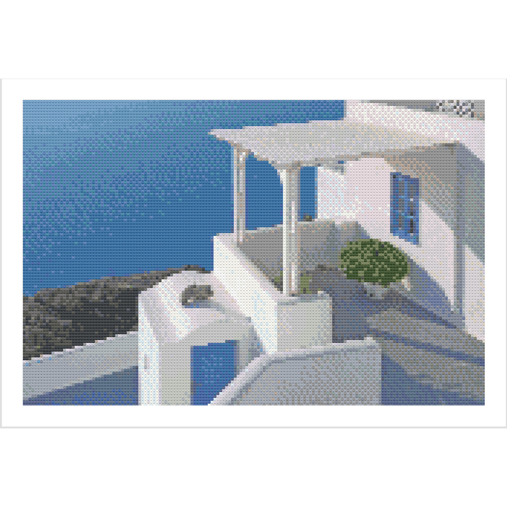 Villa Patio in Santorini Greece Cross Stitch.jpg